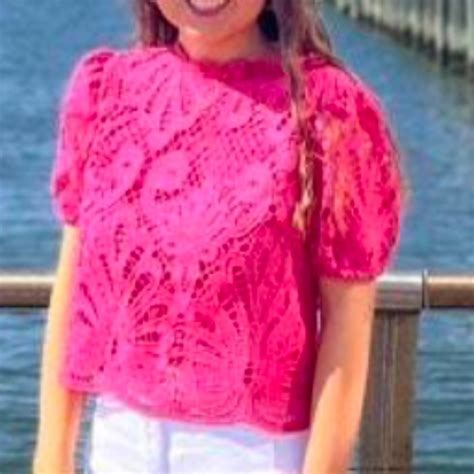 Bellanblue Tops Vibrant Hot Pink Lace Puff Sleeve Blouse Poshmark