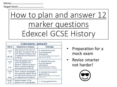 Gcse History Edexcel Plan Markers Teaching Resources