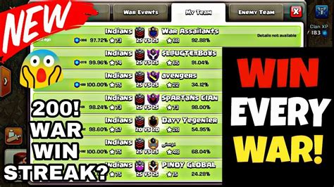 200 WAR WIN STREAK SECRET REVEALED HOW TO WIN ANY WAR IN CLASH OF