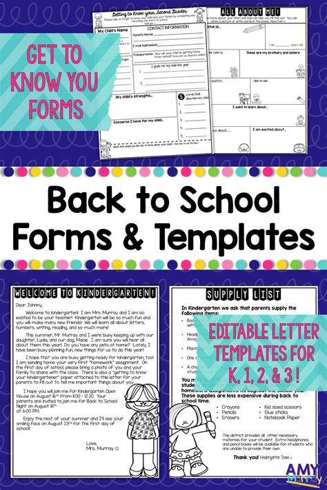 Back To School And Get To Know Forms And Editable Letter Template For