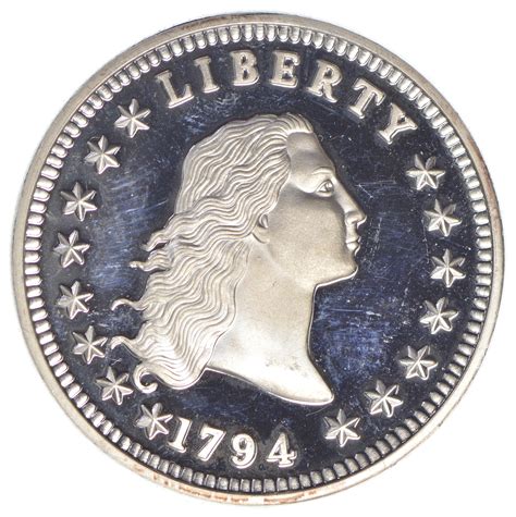 Limited Silver 1 Oz Round 1794 Flowing Hair Liberty And Eagle 999 Fine