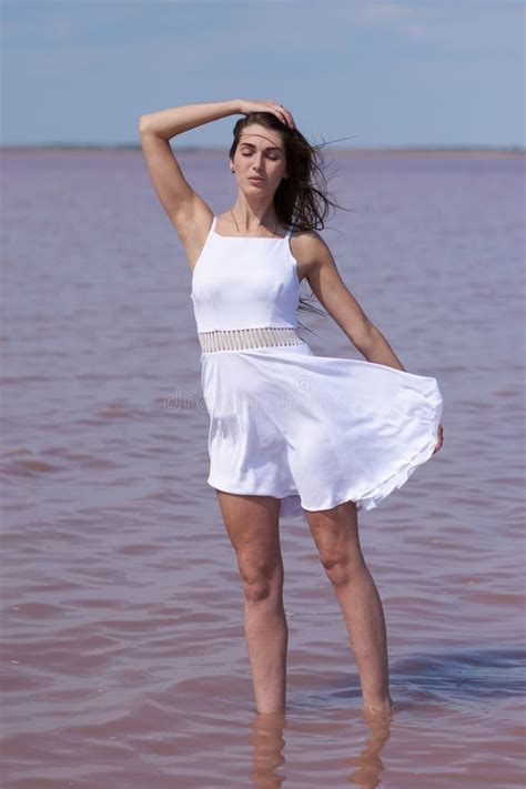 Hot Brunette Posing Near The Lake Stock Photo Image Of Girl Nice 164993618