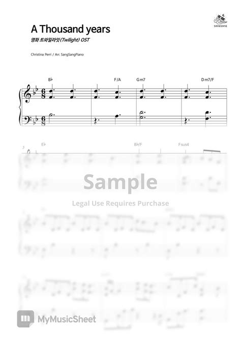 A Thousand Years Chorus Piano Sheet Music