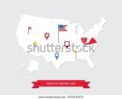 Virginia State Map Highlighted On Usa Stock Vector (Royalty Free ...