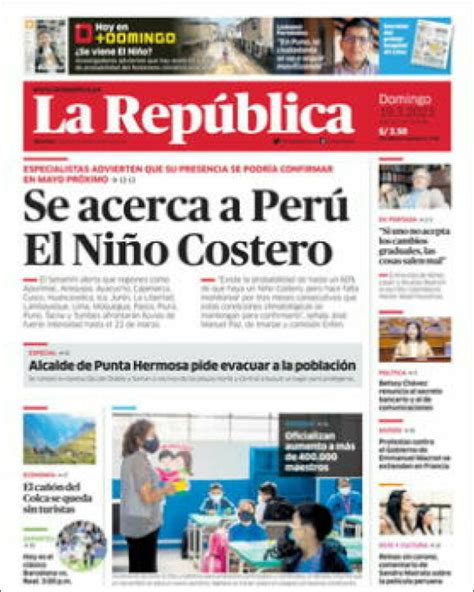 Periódico La Republica Perú Periódicos De Perú Edición De Domingo