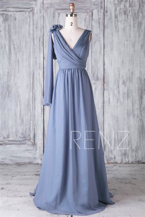 Bridesmaid Dress Steel Blue Chiffon Wedding Dress Convertible Etsy