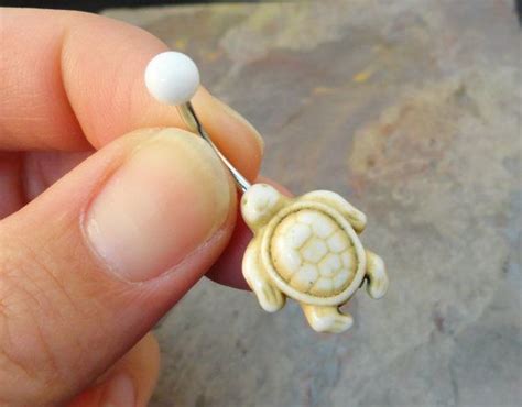 White Howlite Turtle Belly Button Ring Jewelry Etsy Bauchnabel