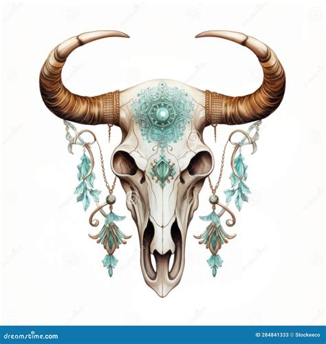 Enchanted Realism: Turquoise Crystal Cow Skull with Symmetrical ...