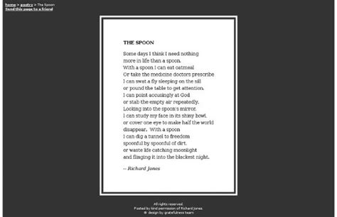 The Spoon Richard Jones Poem Richard Jones Words Poems