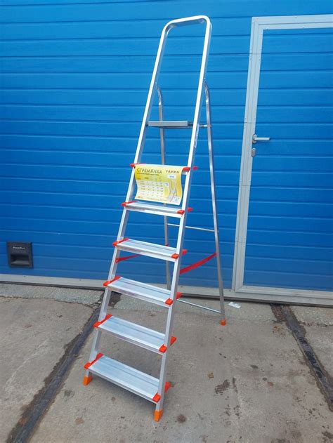 Лестница стремянка алюминиевая 1-сторонняя с широкими ступеньями ...