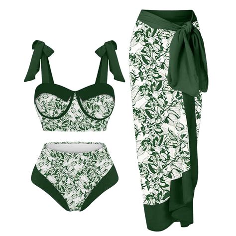 Tponi Cute Swimsuits Two Piece Sets Elastic Green Clearance Underwear