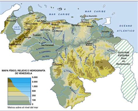 Mapa De Relieve E Hidrograf A De Venezuela