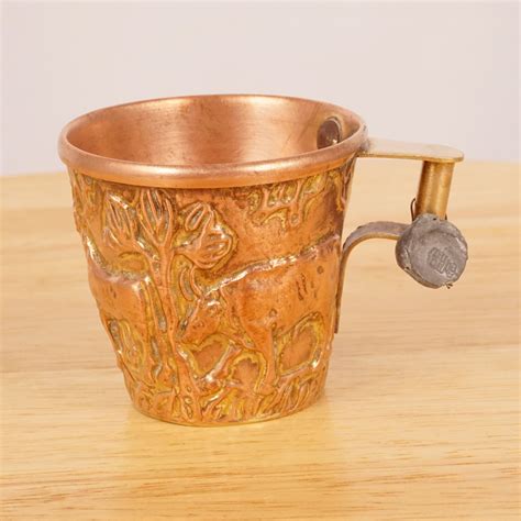 Souvenir Mug Pitcher Made In Greece Vintage Copper And Brass