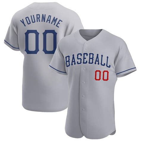 Personalized Gray Royal-Red Baseball Jersey - RobinPlaceFabrics