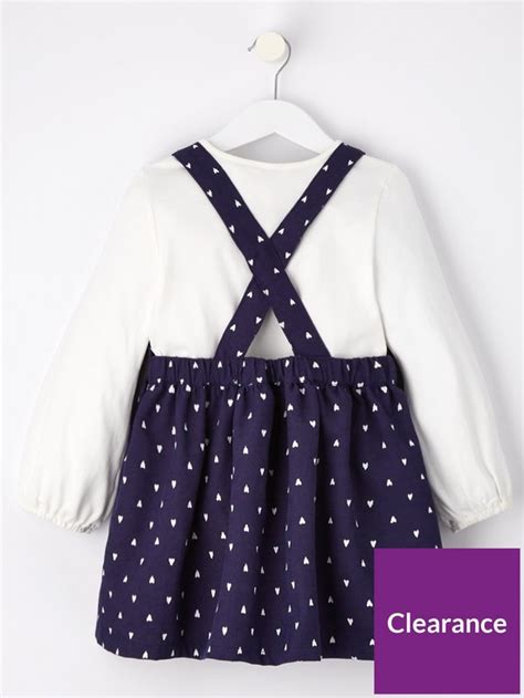 Mini V By Very Girls Spot Corduroy Pinafore And Collared Long Sleeve T