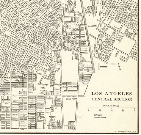 An Old Map Of Los Angeles Showing The Central Section