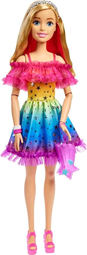 Amazon Barbie Large Doll With Blonde Hair Inches Tall With Rainbow Dress Styling