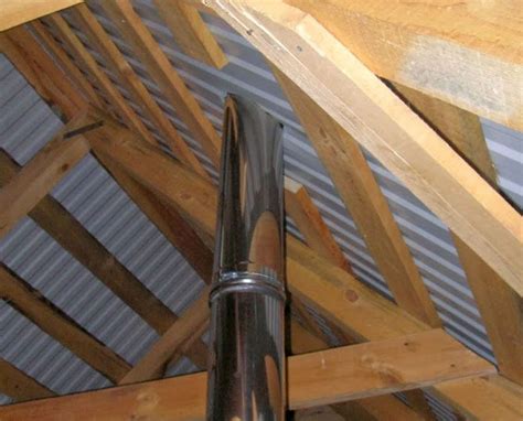 Герметизация печной трубы на крыше из профнастила