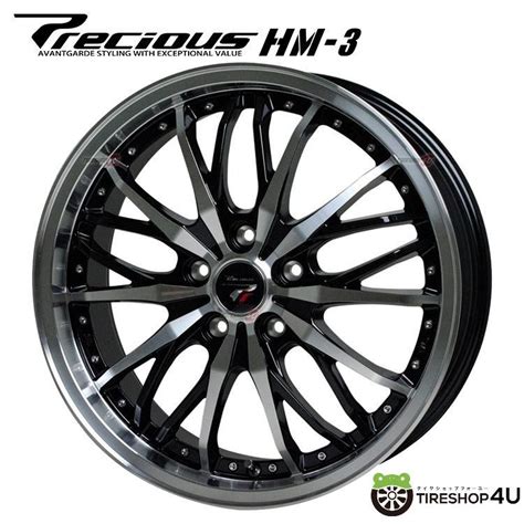 HOT STUFF 4本購入で送料無料 Precious HM 3 17x7 0J 5 100 48 BK P メタリックブラックポリッシュ 新品ホイール1本価格 代引き不可