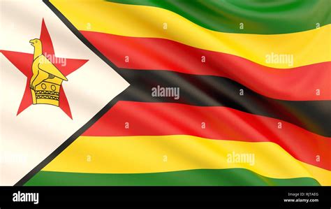 Flag Of Zimbabwe Waved Highly Detailed Fabric Texture Stock Photo Alamy