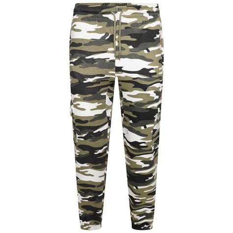 Mens Cargo Combat Camouflage Jogging Bottoms Army Fleece Tracksuit