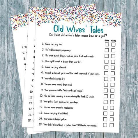 Old Wives Tale Baby Shower Game Printable Baby Shower Games