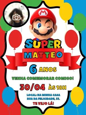 Invitaci N De Cumplea Os De Mario Bros Con Foto Un Incre Ble Editor