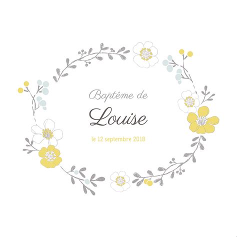 Faire part de baptême Couronne de fleurs Rosemood