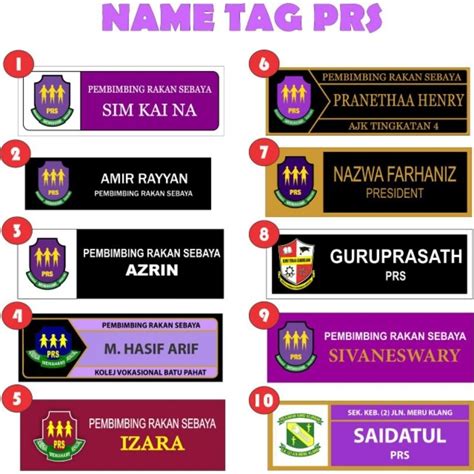 Name Tag Prs Pengawas Pss Ketua Kelas Shopee Malaysia