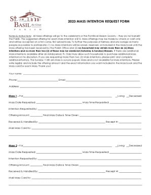 Fillable Online Mass Intention Request Form St Luke Fax Email