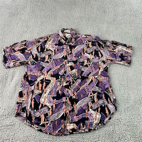 Vintage Goouch Shirt Mens Medium Button Up Purple S Gem