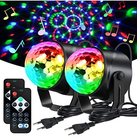 Uraqt Luci Discoteca Led Ruotabile Musica Attivata Telecomando