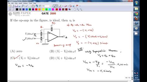 Gate 2000 Ece Summing Amplifier Using Inverting Mode Op Amp Youtube