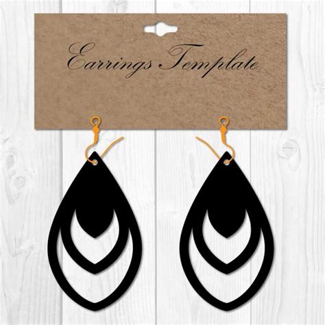 Earring SVG DXF PNG Cut Files Teardrop Earring Template