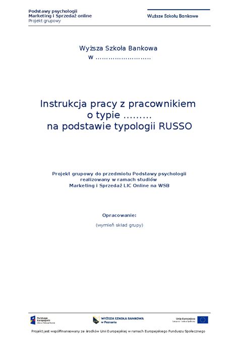 Formatka Podstawy Psychologii Projekt Podstawy Psychologii Marketing