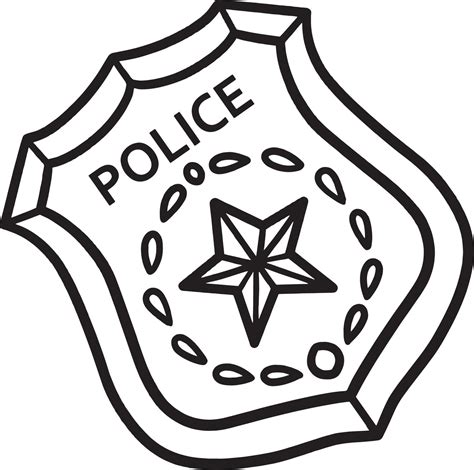 Police Badge Isolated Coloring Page for Kids 12902538 Vector Art at ...