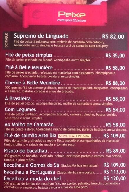 Menu em O Camarão Arte Bia restaurante Rio de Janeiro 5080 1 piso