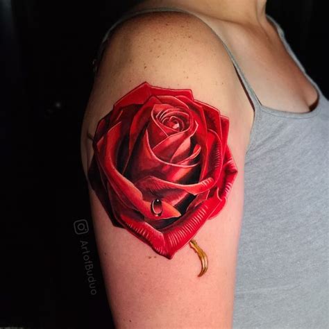 Red rose tattoo | Tattoo shop, Red rose tattoo, Tattoos