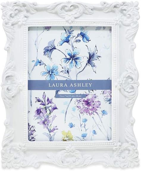 Laura Ashley 5x7 White Ornate Textured Hand Crafted Resin Picture Frame