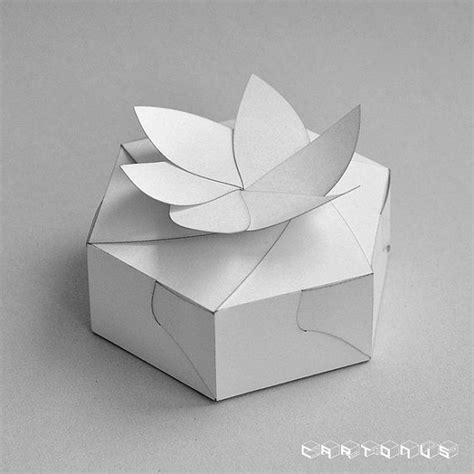 Template Of Box Hexagonal Carton With Board And Petals Cajas Cajas