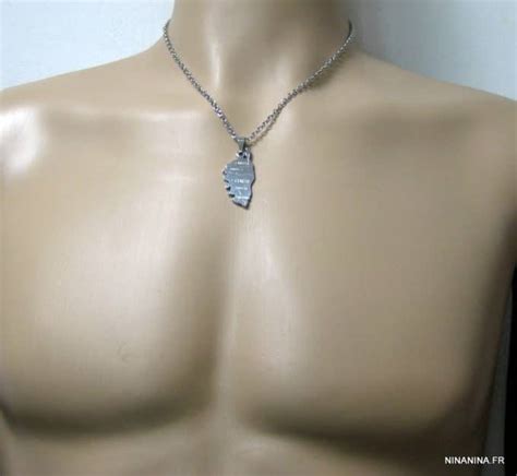 Collier Corse Homme Acier Inoxydable Argent Ninanina