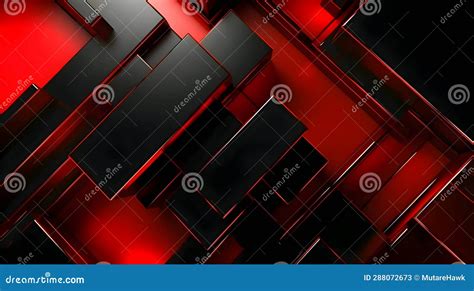 Red And Black 3d Geometric Forms As Abstract Background Wallpaper Stock