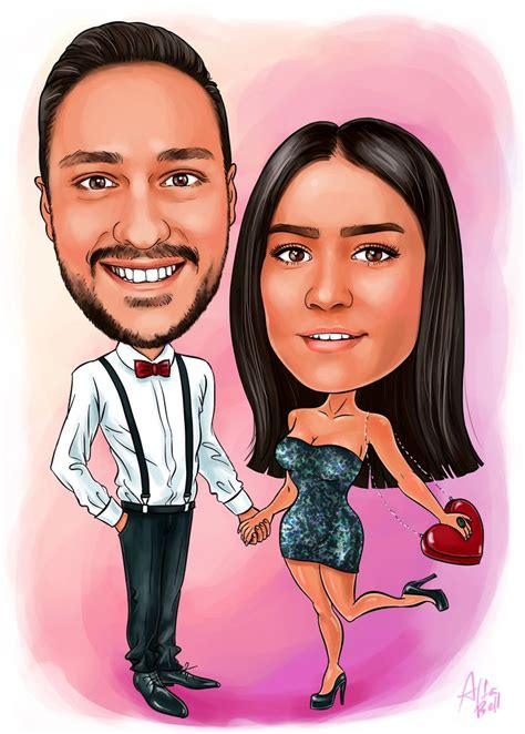 Couples Caricature Full Body Digital Caricature Couple Portrait T