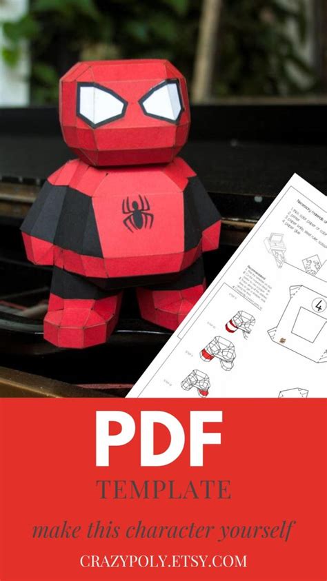 SPIDERMAN Papercraft PDF Template SPIDERMAN Low Poly Papercraft Kit