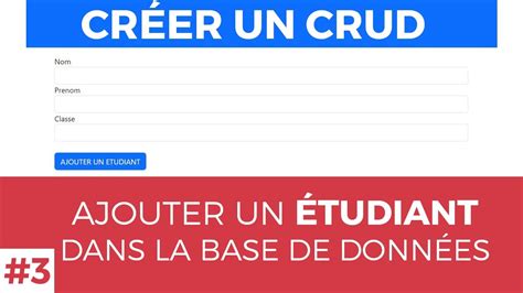 Cr Er Un Crud En Laravel Ajouter Un Tudiant Dans La Base De