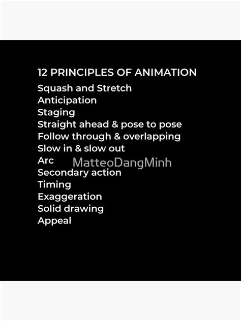 "12 Principles of Animation" Poster for Sale by MatteoDangMinh | Redbubble