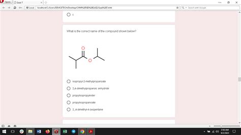 Solved Opera Quiz X C What Is The Correct Name Of The Compound