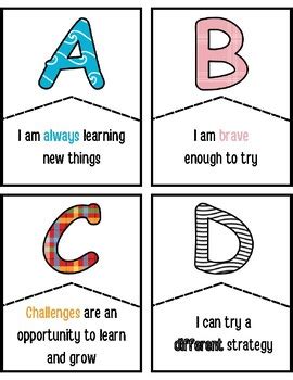 My Growth Mindset Self Talk Alphabet By Butterfly Potential TPT