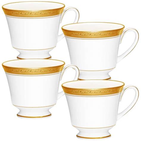 Noritake Crestwood Gold 8 Fl Oz Gold Porcelain Tea Cups Set Of 4