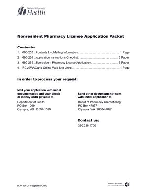 Fillable Online Nonresident Pharmacy License Application Packet